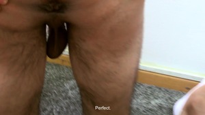 Balding young dude with bushy legs receives pounded in POV